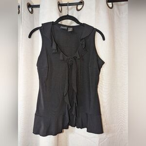 Black Rosette Ruffle Blouse New York & Company